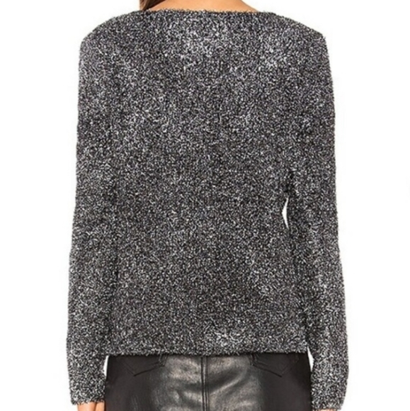 Lovers + Friends Black and Silver V Neck Cropped Sweaters - Picture 3 of 11